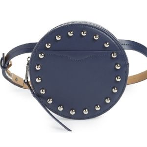STUDDED LEATHER BELT BAG - BLUE IN TWILIGHT/ POL NICKEL